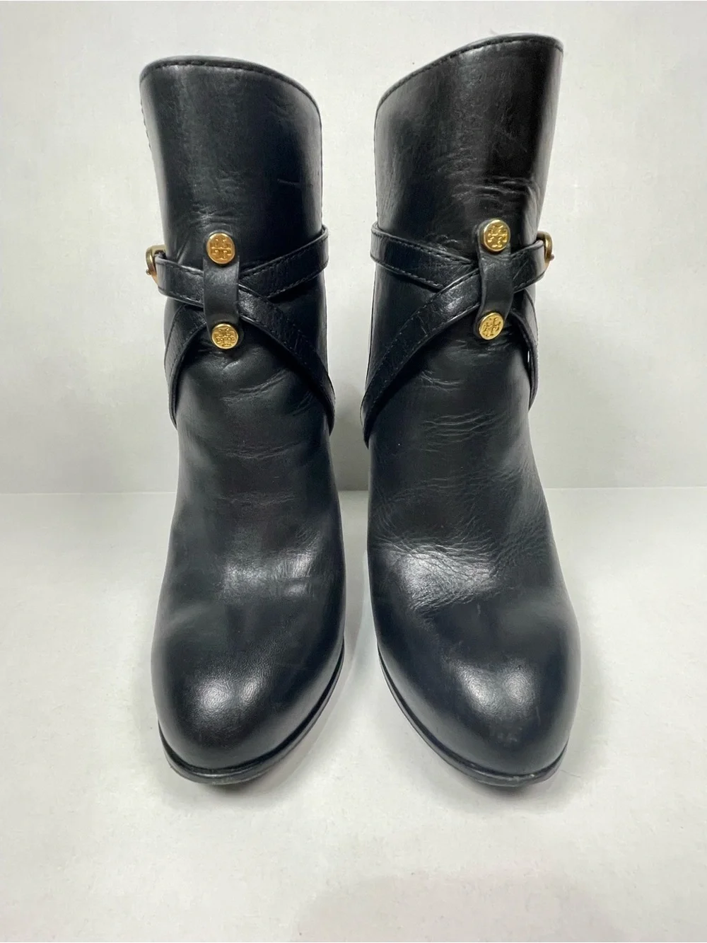 TORY BURCH | Dorese Black Leather High-Heel Stiletto Ankle Boots | 6.5